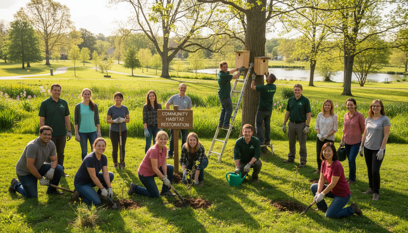 Pest Control Bird team participating in community environmental conservation project